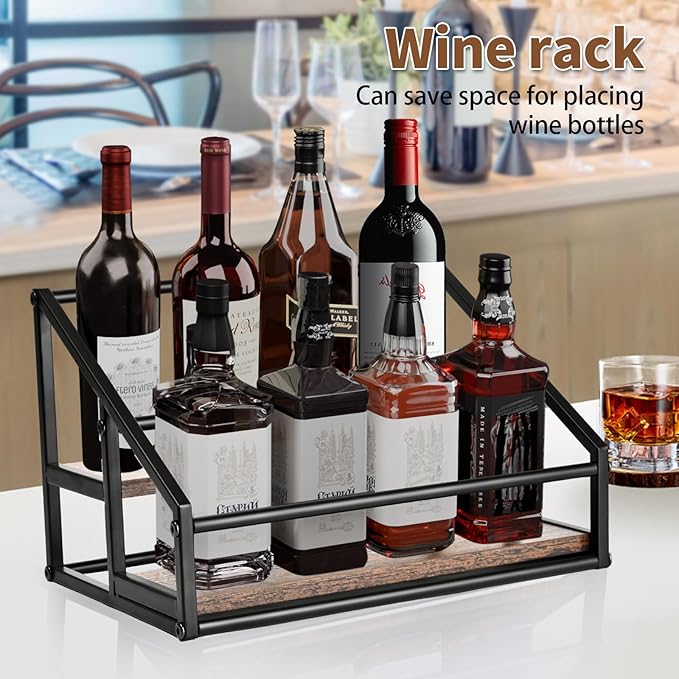 YQBRAO 2-Tier Coffee Syrup Organizer - 8 Bottle Rack for Coffee Bar, Kitchen Station - Stand and Holder for Syrup, Wine, Dressing