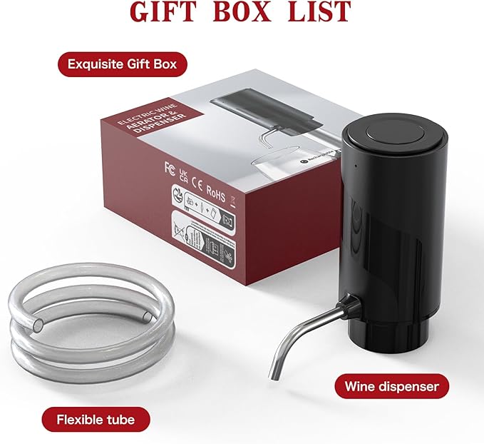 BLUBYEES Electric Wine Aerator Pourer with USB Rechargeable, Automatic Wine Bottle Dispenser Machine and Multi-Smart Wine Decanter, Perfect Wine Gifts for Wine Lovers