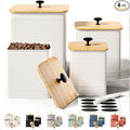 Kitchen Canisters for Countertop Set of 4 with Customizable Chalkboard Labels & Marker Pen - Big Iron Kitchen Canisters with Airtight Lids - Canisters Sets for the Kitchen - White Kitchen Canister Set | Airtight Easy Open Bamboo Lids, Dent-Resistant Th...