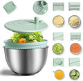 Stainless Steel Salad Spinner 3-in-1, One-Touch Stop and Non-Slip Base, Vegetable Dryer for Kitchens, Parties, and Health-Conscious People, 5.3 Qt