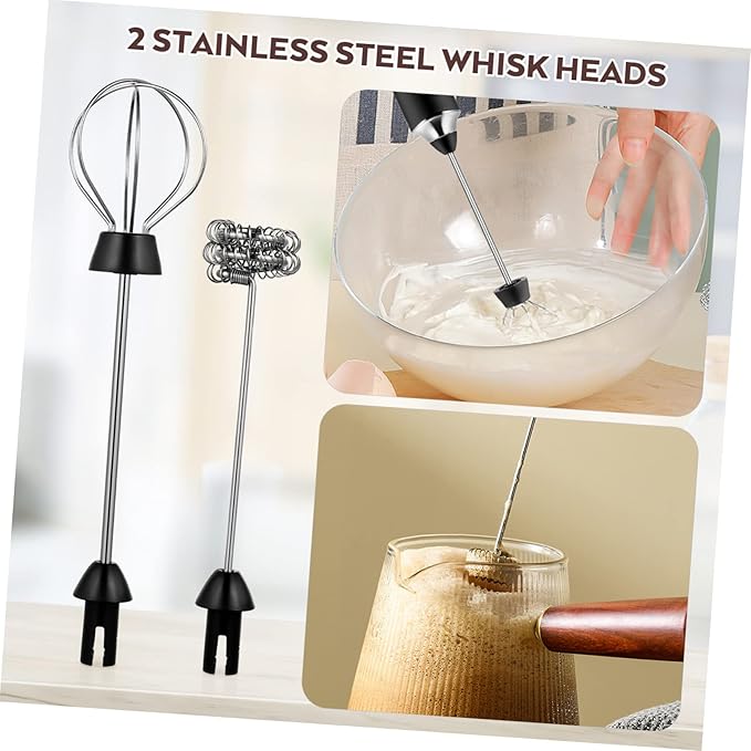 VALICLUD Portable Stainless Steel Electric Milk Frother Handheld Drink Mixer with Whisk Heads for Coffee Foam and Egg Whipping Speed USB Rechargeable Low Noise Foam Maker for Home and