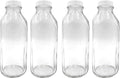 The Dairy Shoppe Glass Milk Bottle, Heavy Glass with Extra Lid, Creamery Style (4, Liter)