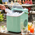 Ice Maker Countertop, Portable Ice Machine with Handle, Basket & Scoop, 26Lbs/24Hrs, 9 Bullet Ice Cubes Ready in 6–8 Mins, 2 Ice Sizes, Self-Cleaning, Quiet Compact for Home Kitchen Office RV Camping
