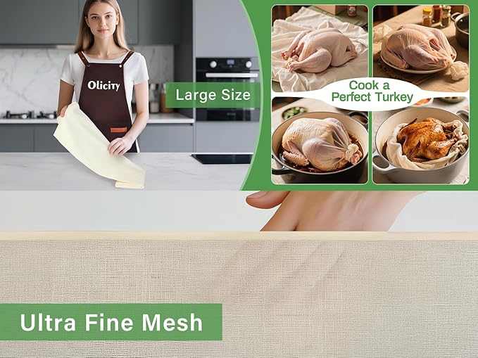 Olicity Cheese Cloth Roll,Grade 100,3x60Ft, 180 Sq Feet,Reusable Cheese Cloth Closed Edges Fabric Fine Mesh Cloth,Unbleached Cotton Muslin Bulk Cheesecloth Roll for Straining,Cooking,Crafts - 20 Yards