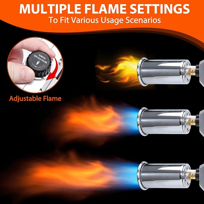 Propane Torch Gun, Flamethrower Blow Torch with Adjustable Flame, Multipurpose Cooking Torch for BBQ, Searing Steak, Camping, Charcoal Lighter & Small Welding (Tank Not Included)