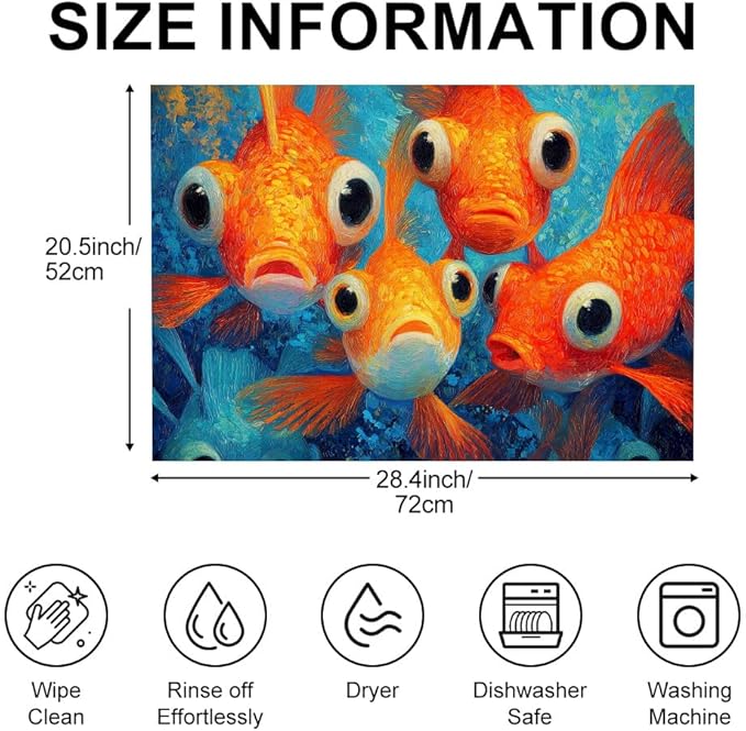 Stove Top Cover for Electric Stove 28.4 x 20.5 Inch Non Slip Stove Mat Goldfish Glass Cooktop Protector Kitchen Counter Mat