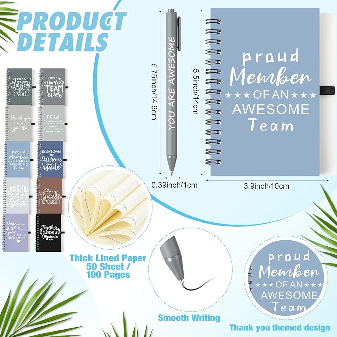 Teenyyou 135 Pcs Employee Appreciation Gift Set, 16oz Tumbler with Lid Notebook Pen Bulk Thank You Gift Holiday Party Favor for Teachers Office Coworker Teacher Staff Team (Dark Color,Elegant Style)