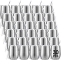 Inbagi 30 Pack 12 oz Stainless Steel Tumblers Bulk with Lids and Straws, Double Wall Insulated Wine Tumblers for Wedding Party Favors, Bridal Shower, Birthday Event Gifts (Silver Gray)