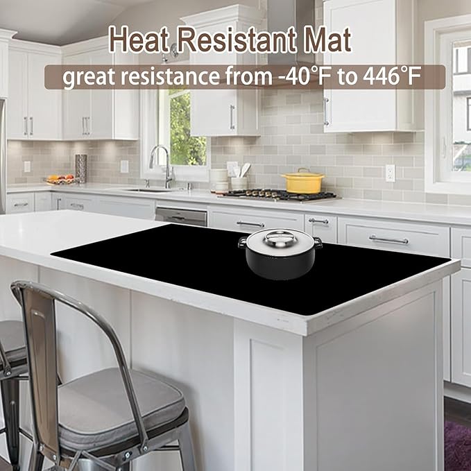 48''x32''(120cmx80cm) Extra Large Silicone Mat for Kitchen Counter, 1.5MM Thick Non-Slip Heat Resistant Countertop Protector, Waterproof Durable Kitchen Mat for Countertops, Semitransparent