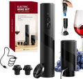 CIRCLE JOY Electric Wine Bottle Opener Set Rechargeable 7-in-1 Wine Set with Foil Cutter, Electric Wine Opener, Electric 2in-1 Wine Aerator & Pourer, Electric Vacuum Pump and 2 Wine Stoppers, Black