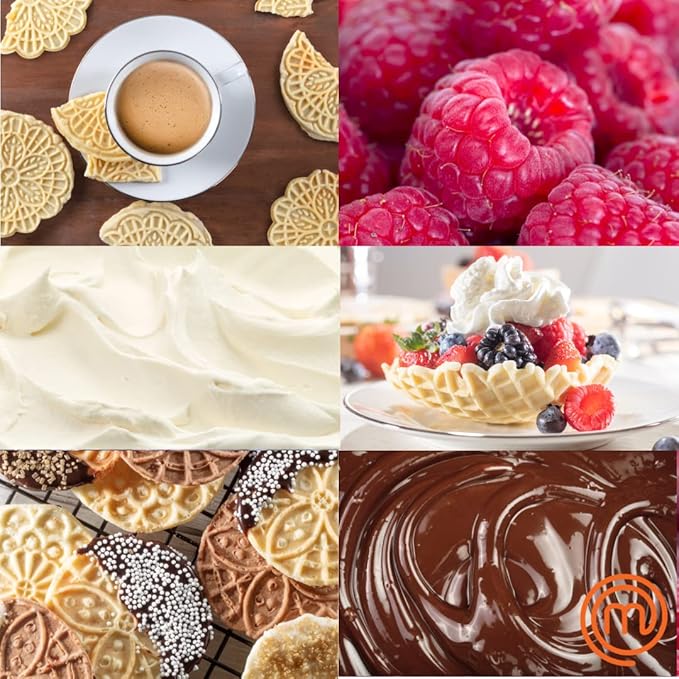 MasterChef Pizzelle Maker- Nonstick Electric Cookie Baker Press, Make Two Homemade 5-Inch Italian Waffle Treats at Once- Breakfast Dessert Iron or Mothers Day Gift for Her- Includes Recipe Guide