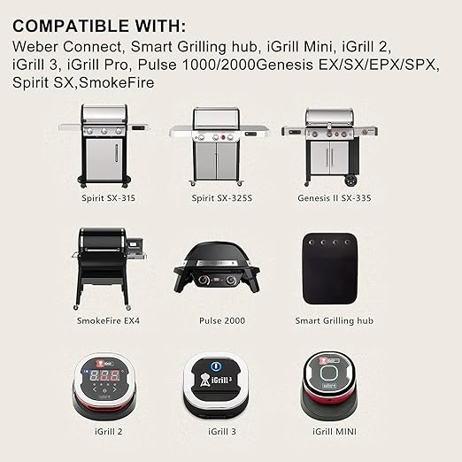 SafBbcue Meat Probe, 4-Pack Compatible with Weber iGrill and Connect Smart Grilling Hub, Waterproof, Compatible with iGrill 2, 3 or Mini