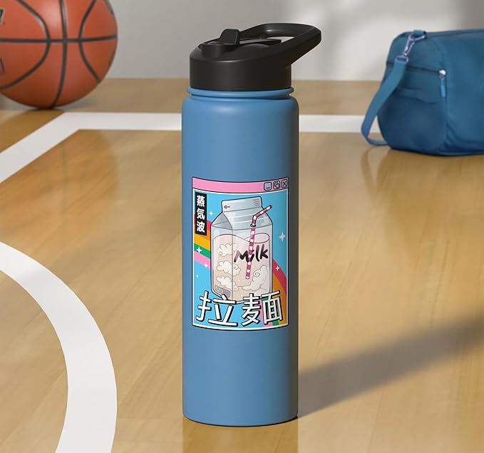Milk Carton Rainbow Japan Style 80s Otaku Vaporwave Anime Stainless Steel Insulated Water Bottle