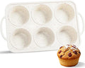 Jumbo Muffin Pan with Metal Frame Nonstick 6 Cup Extra Large Silicone Cupcake Pan for Baking, Deep Jumbo Muffin Tray for Egg Bites Muffins, Confetti Color Cream Gifts for Mom Home Baker（1 Pc）