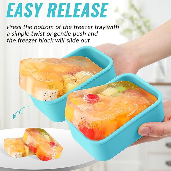 Teenyyou 6 Packs 1 Cup Silicone Soup Freezer Molds with Lid Silicone Soup Freezer Trays Rectangle Reusable Food Preserving Tray Freezing Sauces Stews(Lake Blue)