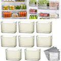 Crystal Clear Freezer Storage Bins - 4 Pack Stackable Freezer Organizer Bins, Clear Plastic Kitchen Cabinet Organizer for Meat, Veggies & Fruit (Green, 8pcs-L)