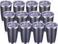 VEGOND 20oz Tumbler with Lid and Straw Stainless Steel Tumbler Cup Bulk Vacuum Insulated Double Wall Travel Coffee Mug Powder Coated Coffee Cup, Navy Blue, 12 Pack