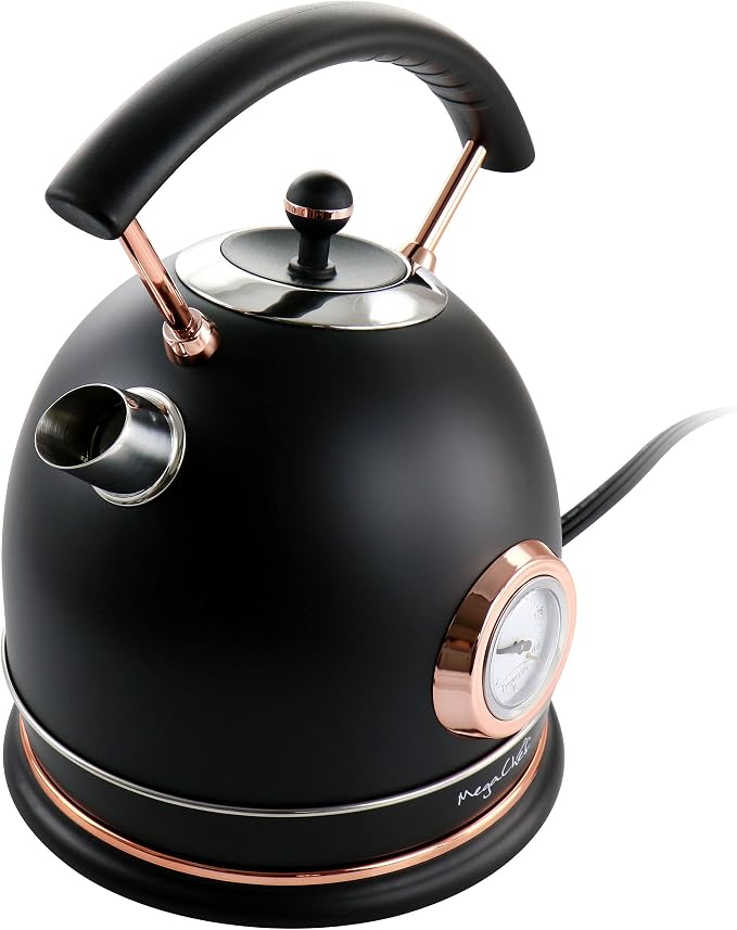 MegaChef 1.8 Quarts Half Circle Electric Tea Kettle in Matte Black