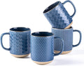 GBhome Large Coffee Mugs Set of 4, 16oz Handmade Stoneware Coffee Mugs Set with Large Handle for Cappuccino/Latte/Tea/Hot Cocoa, Dishwasher & Microwave Safe, Moonlight Blue