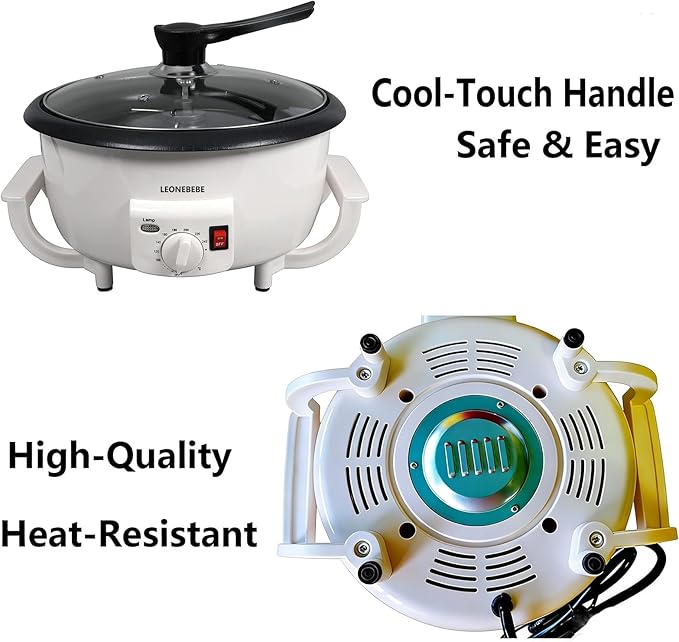 Home Coffee Roaster, Household Electric Coffee Bean Baker Nut Peanut Cashew Chestnuts Roasting Machine Adjustable Temperature 1.6 Pounds Capacity for Cafe Shop/Home No Stovetop Required Smoke Reduce