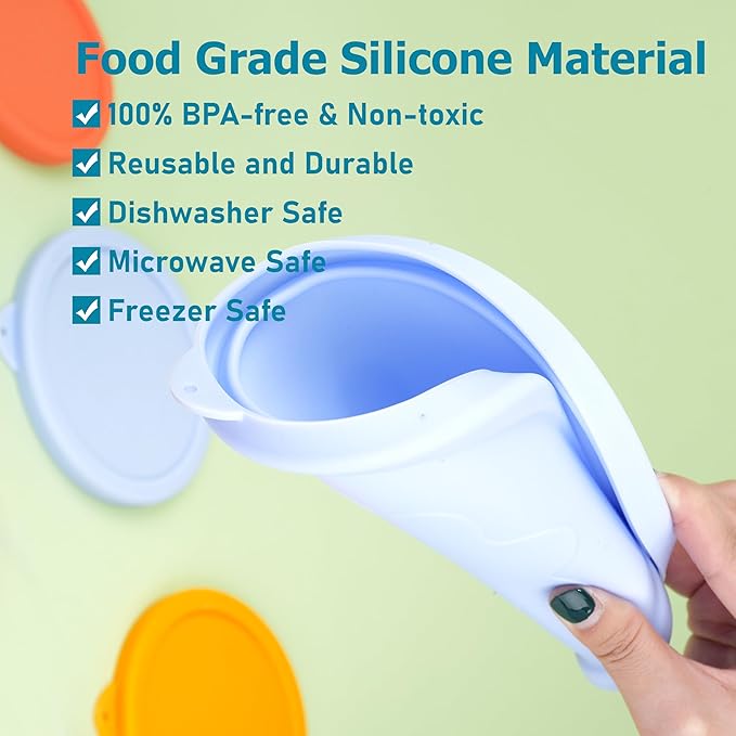 4 Cup 7 Cup Round Silicone Replacement Lids for Pyrex Glass Bowls, 4 Pack, Microwave & Dishwasher & Freezer Safe (Container not Included)