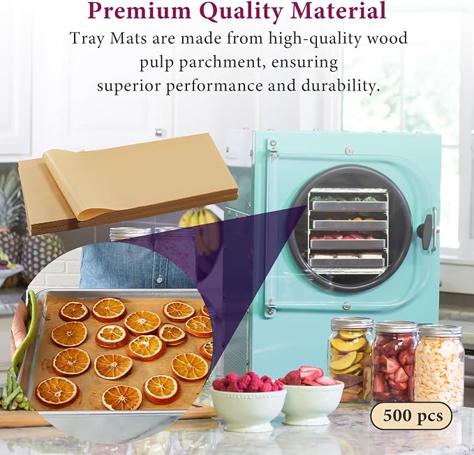 500 Packs Parchment Paper Sheets for Harvest Right Freeze Dryer - Harvest Right Freeze Dryer Accessories for Medium Trays, Parchment Sheets, Freeze Dryer Tray Mats for Harvest Right(17" x 6.8")