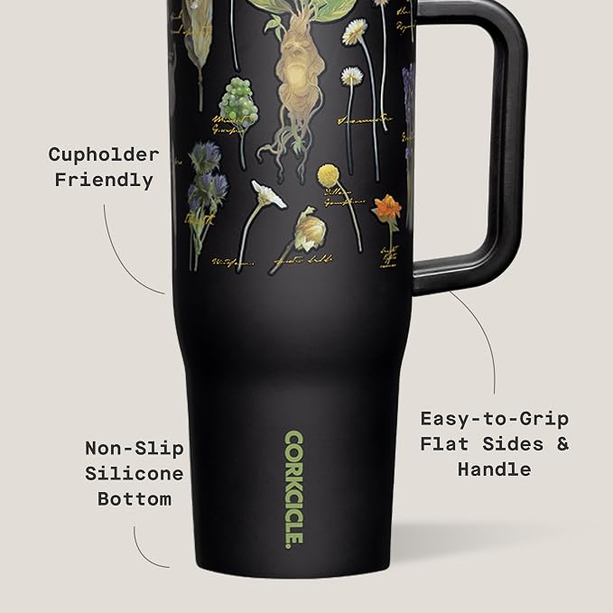 Corkcicle Cruiser Insulated Tumbler with Handle & Straw - Keeps Beverages Cold 20 Hours - Triple Insulated - Summer Drinkware Gift - Keeps Drinks Ice Cold - 40 oz - Princess Cinderella
