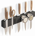 Magnetic Knife Holder for Wall, Acacia Wood Knife Magnetic Strip No Drill Knife Magnet Storage Bar Magnetic Tool Key Holder Strip for Kitchen Utensil Organizer (Black, 16 Inch Large)