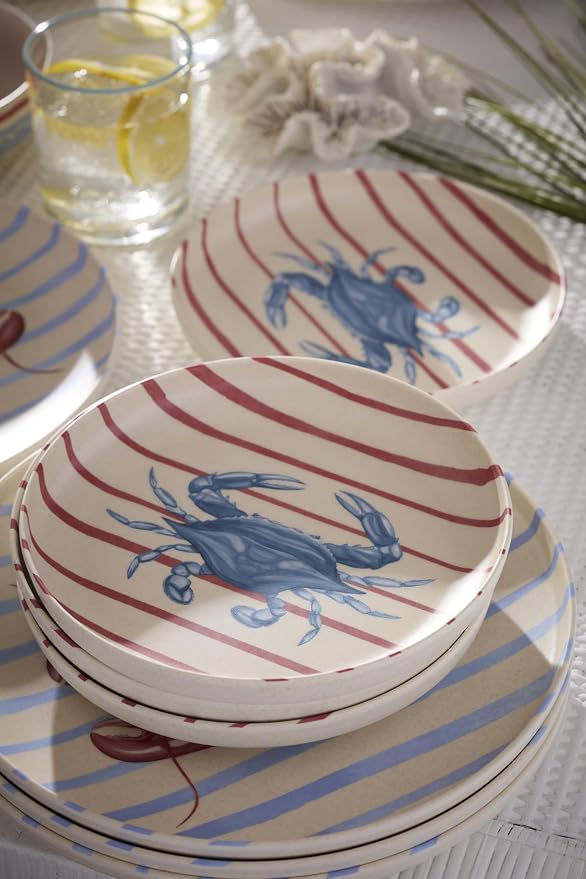 Oneida Dinnerware Sets, 24 Seven Melamine, Wharfside 12-Piece Dinnerware Set, Service For 4, Melamine Material, Dishwasher Safe, Plates And Bowls, Dinner Dishes, Kitchen And Dining(Assorted, 12 Piece)