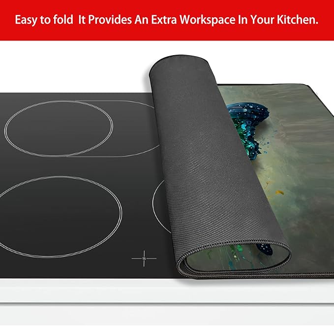 Stove Cover Stove Covers For Electric Stoves Foldable Multipurposeglass Top Protector Thick Natural Rubber Anti-Slip Coating Expands Usable Space (27.9inx20in) (butterfly33)