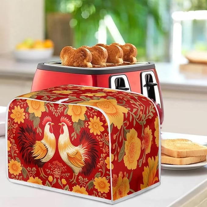 Rooster Dust Cover Kitchen Blender Cover Flower Washable Toaster Bread Maker Dustproof Cover Kitchen Appliance M