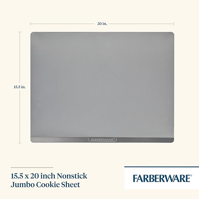 Farberware GOLDEN BAKE Nonstick Jumbo Cookie Sheet, Cookie Sheets for Baking Nonstick, 15.5-Inch x 20-Inch, Light Gray