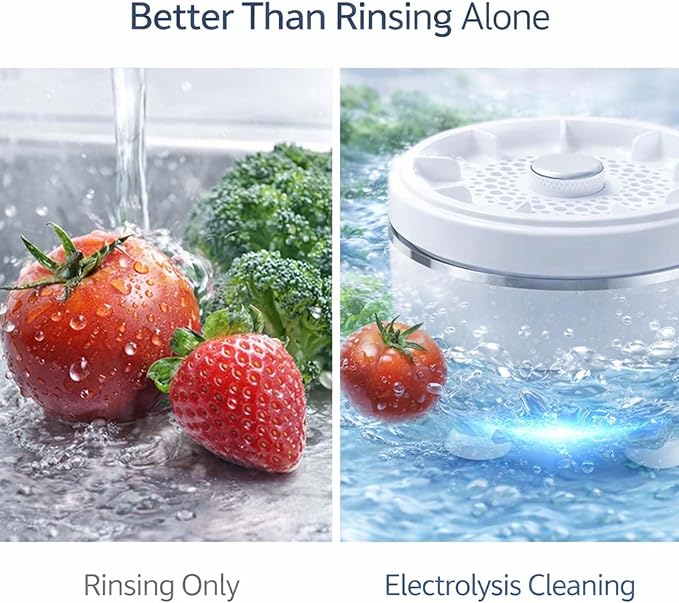 2026 Upgraded Fruit And Vegetable Washing Machine,Titanium Electrolysis Produce Cleaner,Ipx7 Waterproof Cordless Device For Berries & Meat For Fruits, Vegetable & More (1PCS)