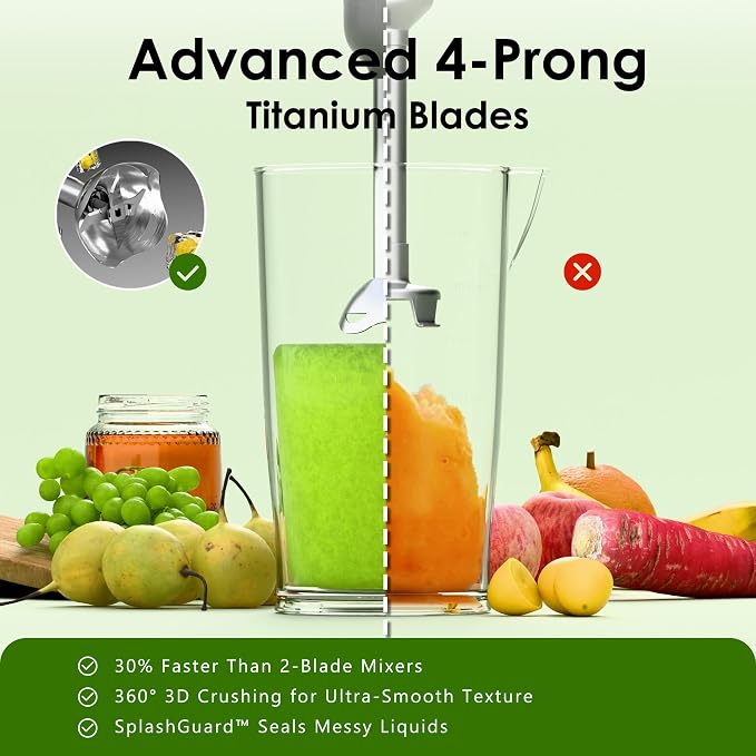 Cordless Immersion Hand Blender, 5-in-1 Variable Speed blender handheld,Rechargeable with 2000mAh Battery, BPA-Free & Dishwasher-Safe Accessories:700ml Beaker,Chopper,Whisk & Milk Frother,Grey