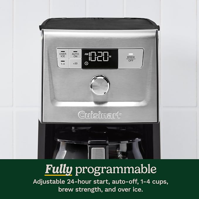 Cuisinart Coffee Maker, 14-Cup PerfecTemp Programmable Coffee Machine Glass Carafe with 1-4 Cup Setting, Brew Strength Control, Brew Pause, and Over Ice Function, Black Stainless Steel, DCC-3500BKS