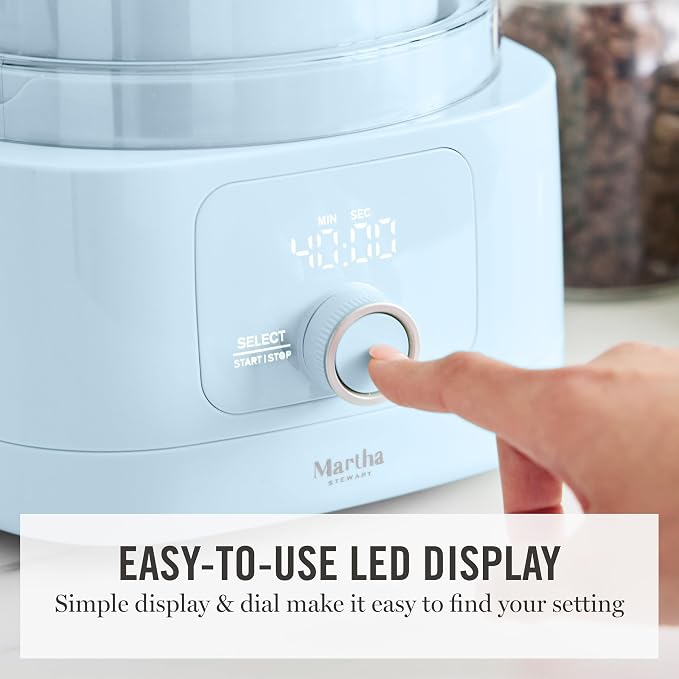 Martha Stewart Ice Cream Maker, 2 Quart Double-Insulated Freezer Bowl, Sorbet & Frozen Yogurt, Ready in 20 Minutes, Mix-Ins Chute, Easy to Clean, Sky Blue