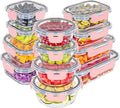 Magic Mill Premium Borosilicate Glass Food Storage Containers with lids Set | 24pc Sets with 12 Bowls & 12 Airtight Locking Lids for Lunch & Meal Prep, Safe for Oven, Freezer, Dishwasher, BPA-Free