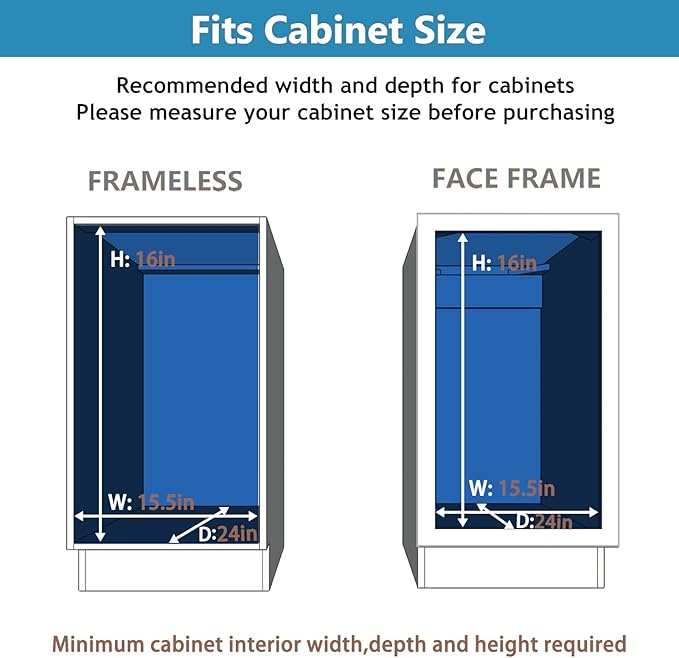 LOVMOR 2 Tier Individual Pull Out Cabinet Organizer 14" W x 21" D, Slide Out Kitchen Cabinet Storage Sliding Shelves
