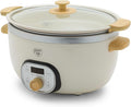 GreenLife 6QT Slow Cooker, Non-Toxic PFAS-Free Ceramic Nonstick Removable Interior Bowl, Programmable, Family Friendly, Keep Warm, Stovetop & Oven Safe, Dishwasher Safe Crock, Timer, Glass Lid, Cream