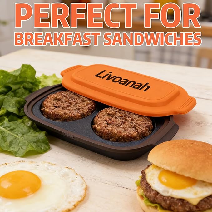 Microwave Egg Cooker for 2 Eggs - Microwave Egg Poacher & Fryer for Breakfast Sandwiches, Quick Breakfast Maker, Nonstick, Dishwasher Safe, BPA-Free, Portable for Home, Travel & RV (Orange)