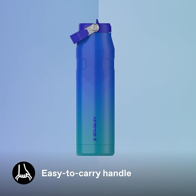 Stanley 1913 Flip Straw Sports Water Bottle 1.06L - Pacific Hypergrip | 15 Hours Cold - 4 Days Iced - BPA-Free - Leak Resistant - Dishwasher Safe - Fits Cup Holder