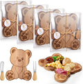 Ziliny 4 Set Baby Shower Prizes Bear Shaped Cheese Board with Cheese Knives and Forks Baby Shower Party Favors Gift Box for Wedding Bridal Birthday Gender Reveal Favor (Acacia Color)