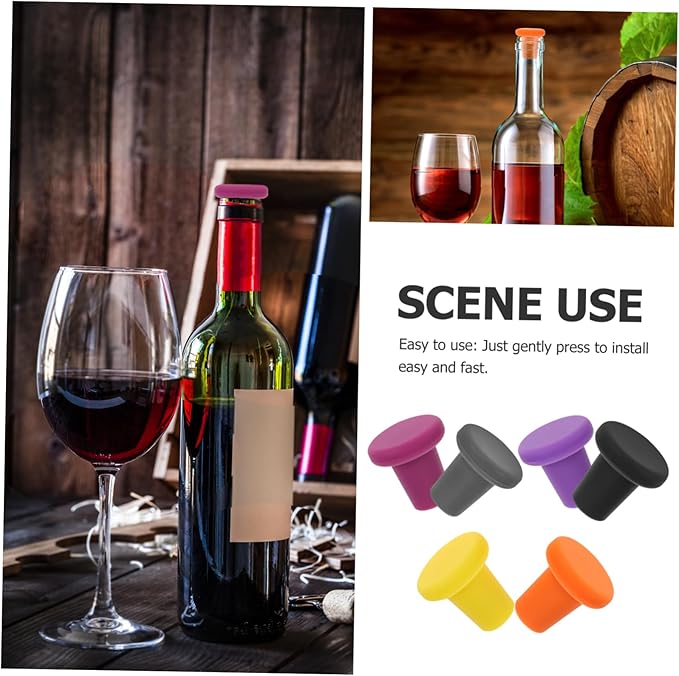 ULTECHNOVO 12pcs Silicone Wine Bottle Stoppers Leakproof Beverage Sealers for Wine Beer and More Food-grade Material and Keep Fresh and Prevent Spills
