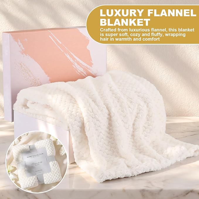 Sieral 14 Pcs Birthday Gifts for Women Care Blanket Gifts Set Spa Baskets Get Well Soon Gift Baskets Mother's Day Gift for Women Mom Her Girlfriend Sister Daughter Friend Wife Grandma(White)