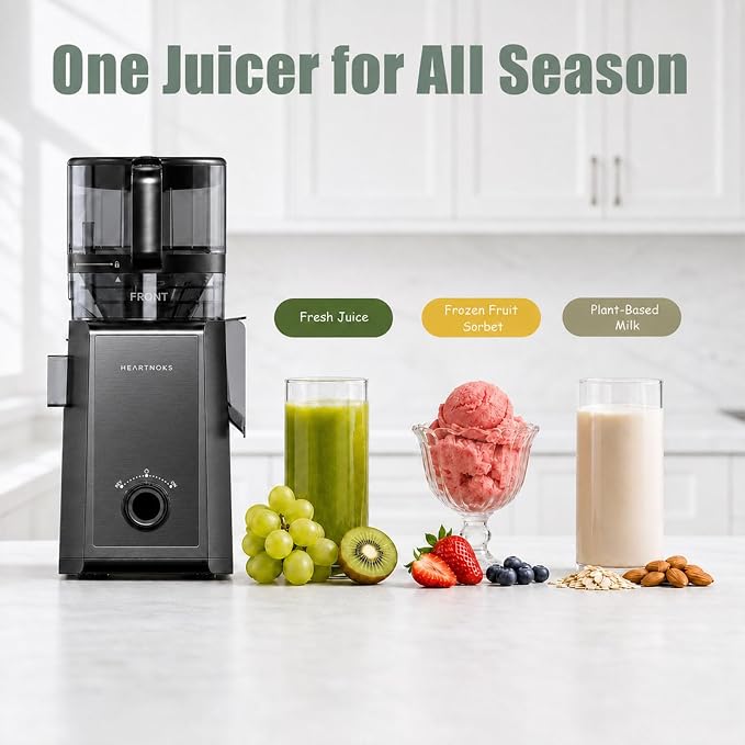 Juicer Machines, 3-in-1 Cold Press Juicer, 6.5'' Wide Feed Chute | Slow Masticating Juicer for Juice, Oat&Nut Milk, and Sorbet, Easy to Clean for Busy Mornings