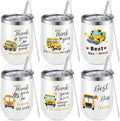 Layhit 6 Pcs School Bus Driver Appreciation Gift Cups Bulk Graduation Gifts for Bus Driver Tumblers 12 oz Stainless Steel with Lids and Straw Back to School Drivers Appreciation Gifts