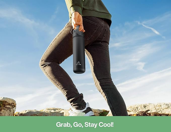 POWCAN 26 oz Insulated Water Bottle with 2-in-1 Straw and Spout Lid, Keep Cold 24H, Leak-Proof, Fits in Car Cup Holder, Stainless Steel Water Bottle for Sports, Travel, Gift, School (Avocado Grove)