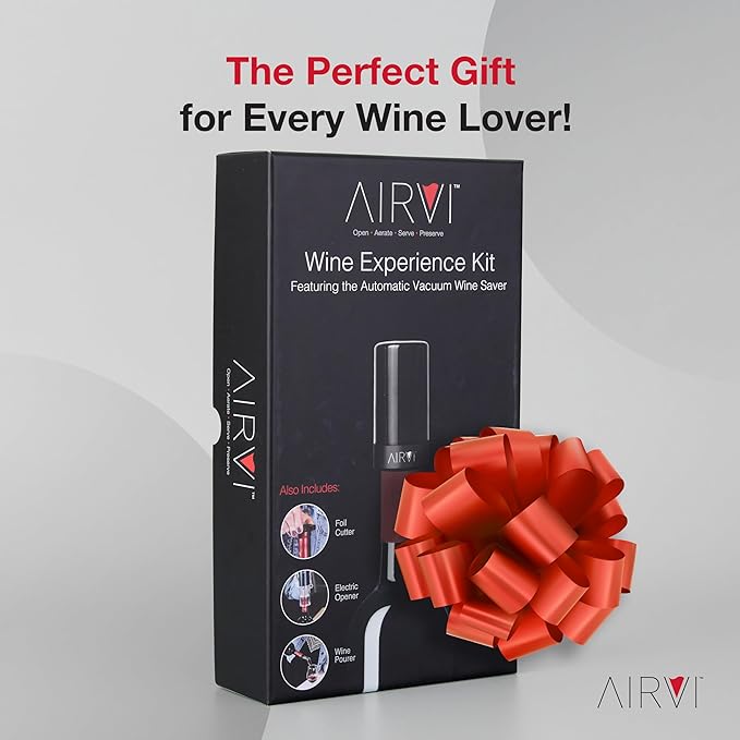 Electric Wine Opener Kit (4-Piece Set) - Includes Automatic Sealer Vacuum Pump, No-Spill Aerator Pourer Spout, and Foil Cutter – Premium Gifts, Accessories for Wine Lovers, Drinkers