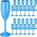 Maxcheck 24 Pcs Champagne Flutes Bulk Acrylic Toasting Drinking Flute Unbreakable Goblet Champagne Cups 6 oz Plastic Wine Glasses for Mother's Day Wedding Bridal Shower Anniversary Party (Blue)