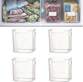 Crystal Clear Freezer Storage Bins, Stackable Fridge Organizer Bins with Handles, Clear Plastic Food Containers for Refrigerator and Pantry, Kitchen Organization for Meat & Veggies (Clear*4, Small)
